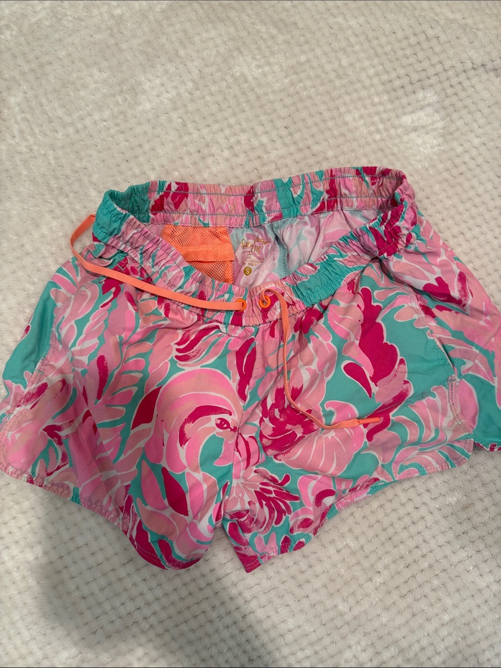 Lilly Pulitzer Pink Teal Floral Athletic Shorts